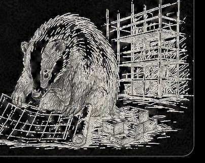 Sketched badger by scaffolding