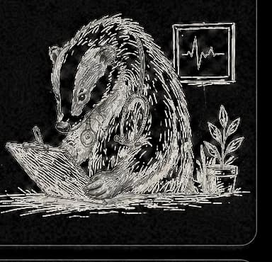 Sketched badger reviewing a chart