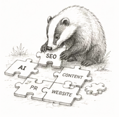 Badger drawing up a blueprint