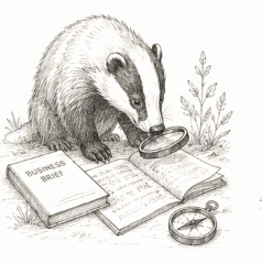 Badger studying a business brief